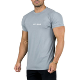 Veleur Bamboocare T-Shirt für Herren, atmungsaktives Bambusmaterial, elastisch mit 5% Spandex, erhältlich in Grau, Schwarz und Zartrosa.