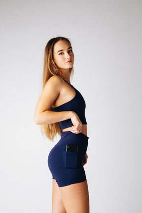 Power Leggings kurz - Navy Blau - Veleur 