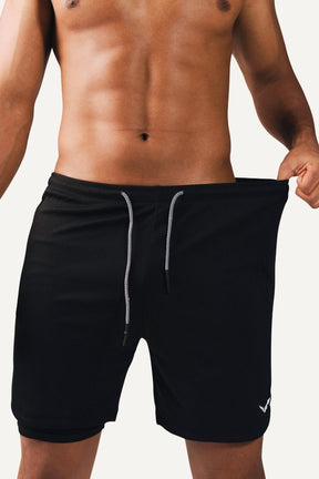 Veleur Limitless 2-in-1 Shorts für Herren, mit Dry Tech Compression Layer, Handy-Innentasche und drei Reißverschlusstaschen, ideal für Workouts